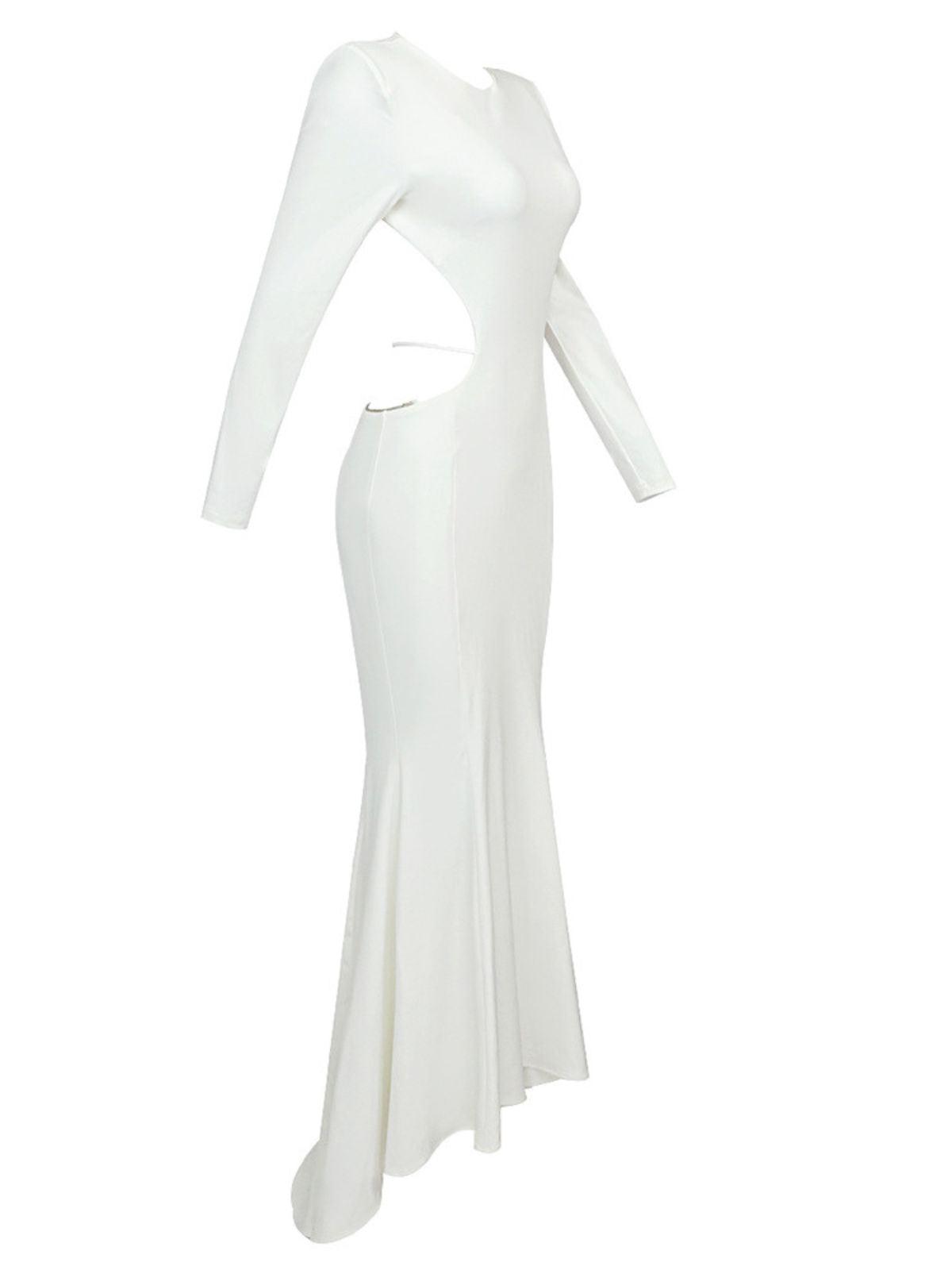 Backless Embellished Maxi Dress In White | Mix Mix Style [Hot Seller]-Mix MIx Style