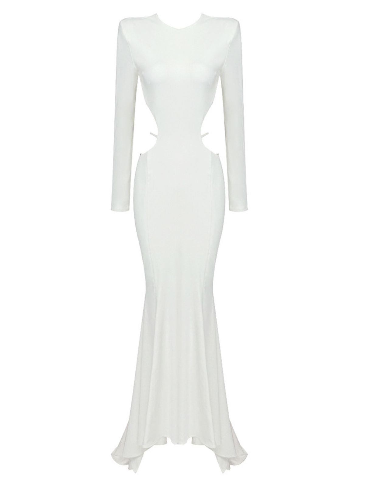 Backless Embellished Maxi Dress In White | Mix Mix Style [Hot Seller]-Mix MIx Style
