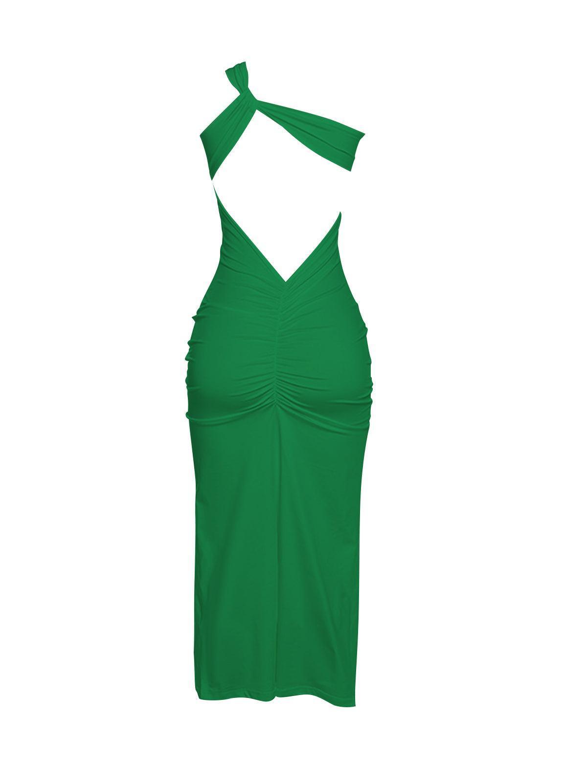 One Shoulder Backless Maxi Dress In Green | Mix Mix Style [Hot Seller]-Mix MIx Style