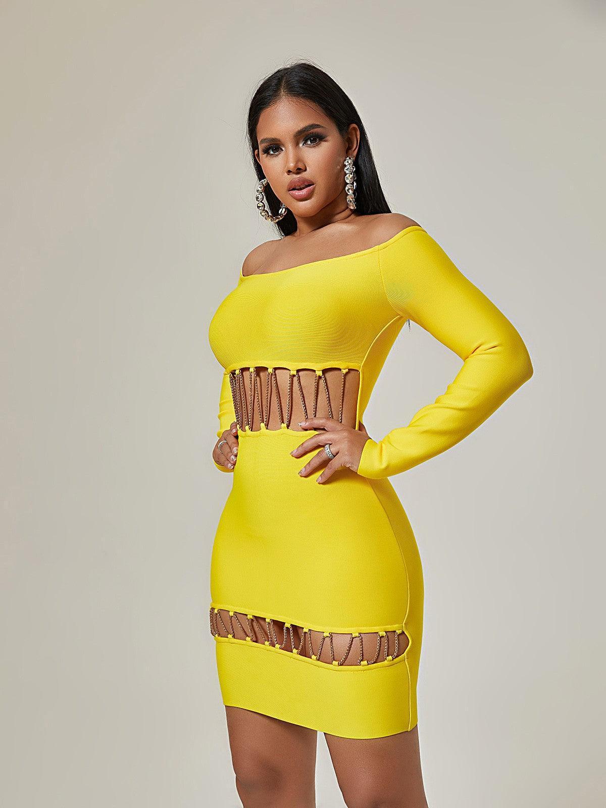 Emme Off Shoulder Cutout Bandage Dress-Mix MIx Style