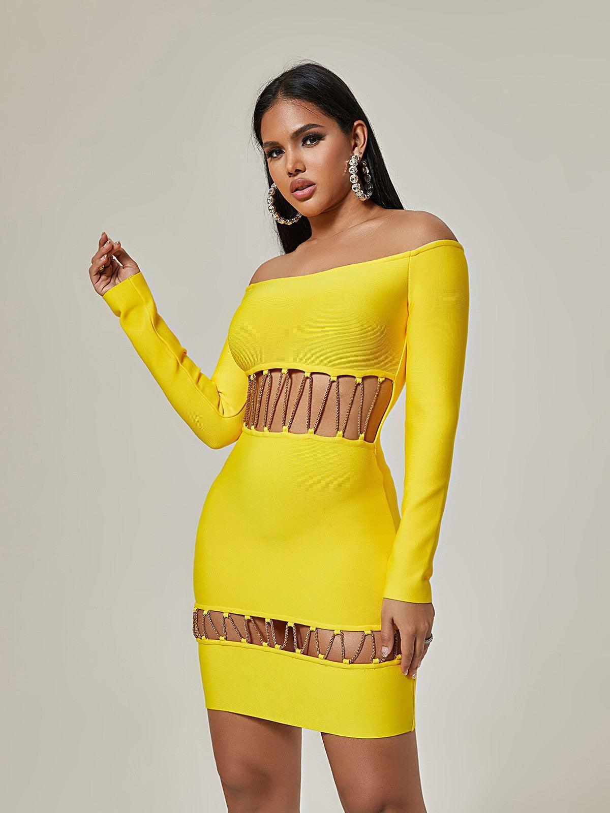 Emme Off Shoulder Cutout Bandage Dress-Mix MIx Style