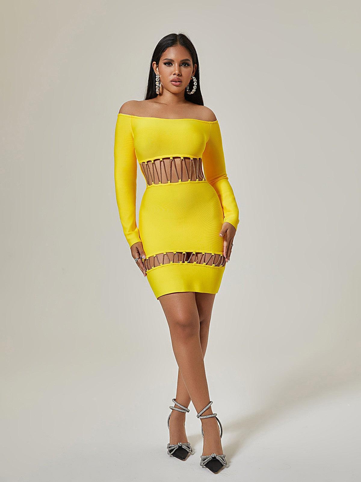 Emme Off Shoulder Cutout Bandage Dress-Mix MIx Style