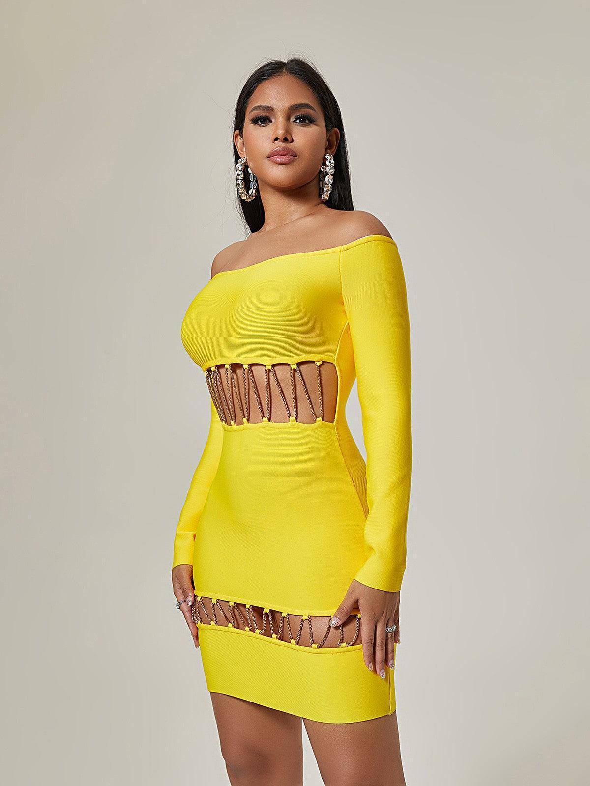 Emme Off Shoulder Cutout Bandage Dress-Mix MIx Style