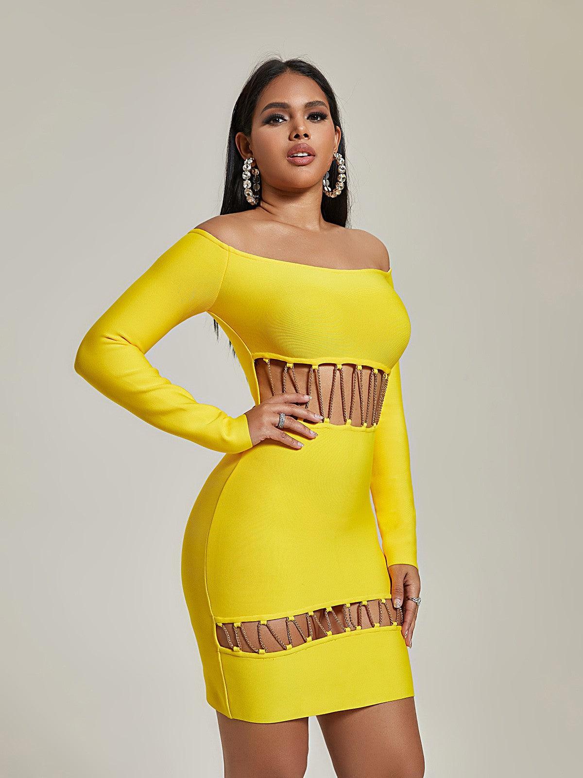 Emme Off Shoulder Cutout Bandage Dress-Mix MIx Style