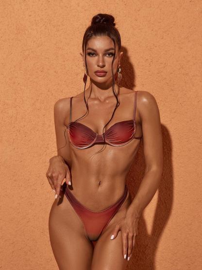Ombre Bikini Two Piece Set In Coffee | Mix Mix Style-Mix MIx Style