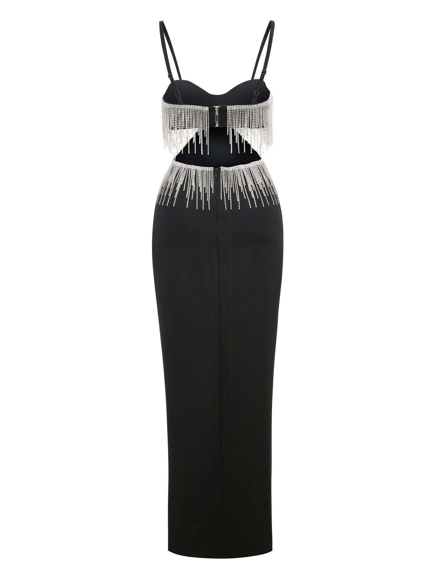 Evelynn Rhinestone High Spit Maxi Dress-Mix MIx Style