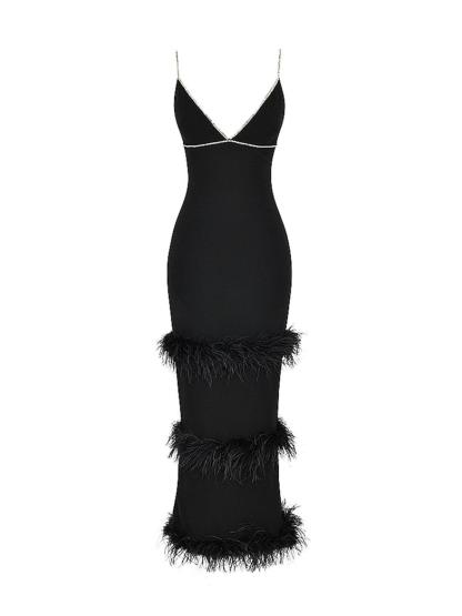 Evolet Rhinestone Feather Bandage Dress-Mix MIx Style