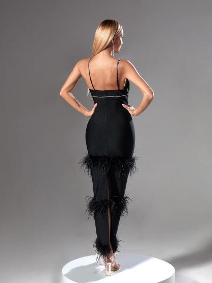 Evolet Rhinestone Feather Bandage Dress-Mix MIx Style
