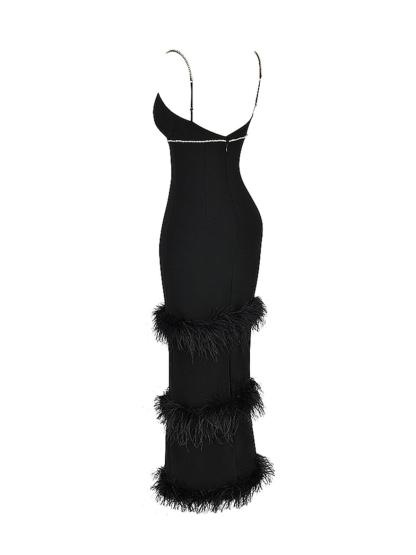 Evolet Rhinestone Feather Bandage Dress-Mix MIx Style