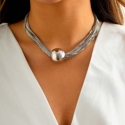 Chunky 18k Gold Plated Chain Necklace - Punk Big Ball Pendant Choker | Mix Mix Style [Hot Seller]-Mix MIx Style