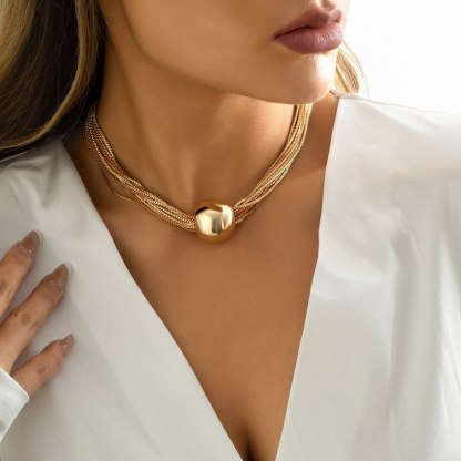 Chunky 18k Gold Plated Chain Necklace - Punk Big Ball Pendant Choker | Mix Mix Style [Hot Seller]-Mix MIx Style