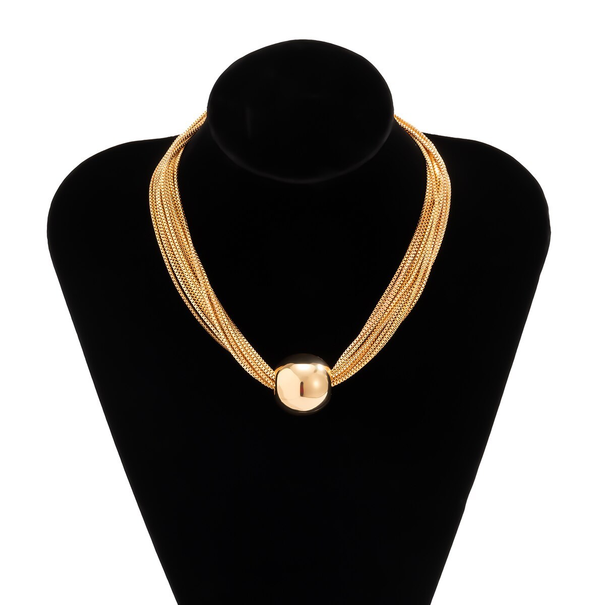 Chunky 18k Gold Plated Chain Necklace - Punk Big Ball Pendant Choker | Mix Mix Style [Hot Seller]-Mix MIx Style
