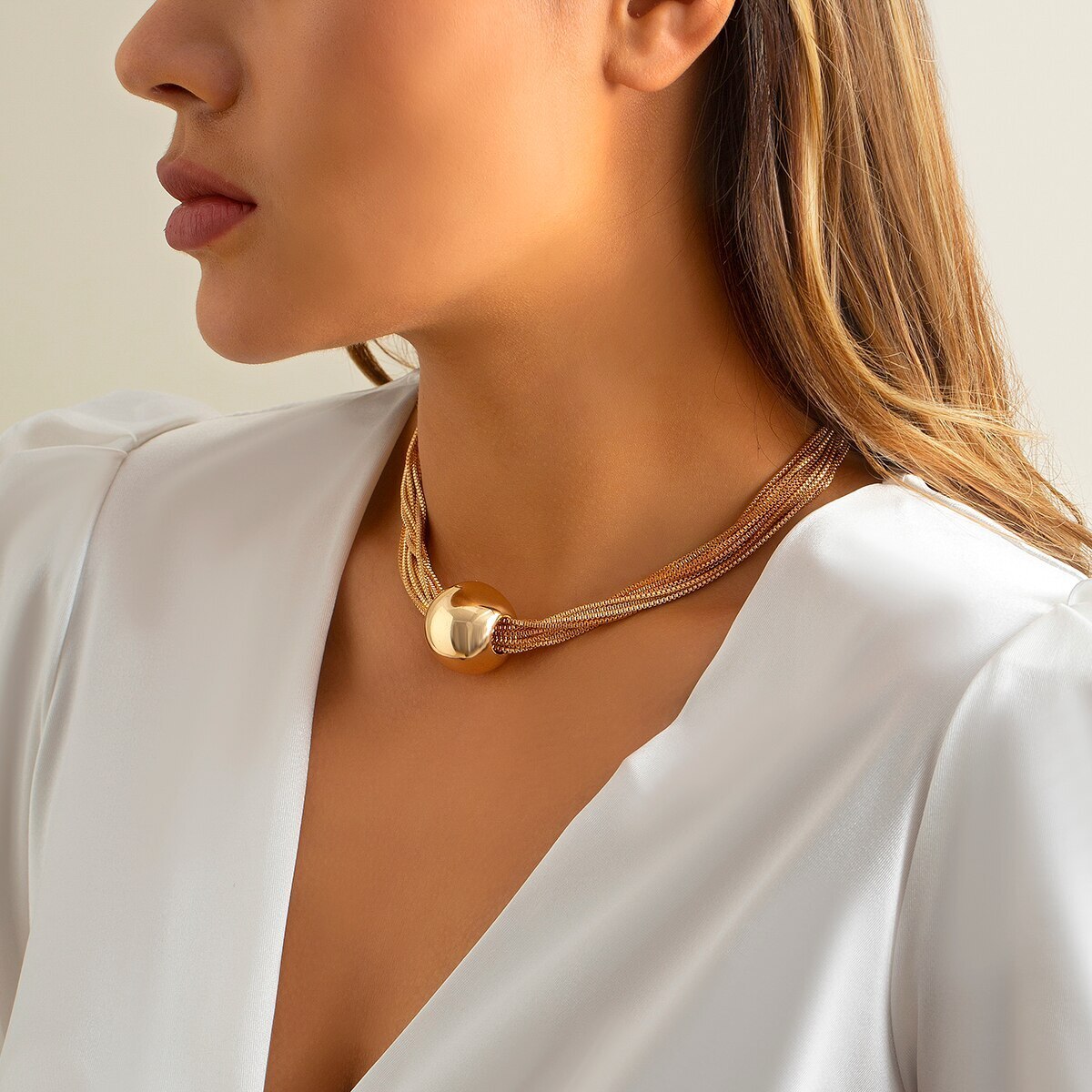 Chunky 18k Gold Plated Chain Necklace - Punk Big Ball Pendant Choker | Mix Mix Style [Hot Seller]-Mix MIx Style