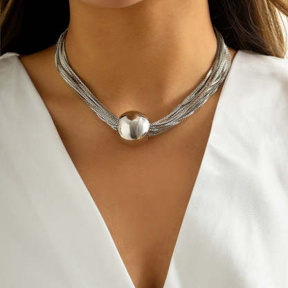 Chunky 18k Gold Plated Chain Necklace - Punk Big Ball Pendant Choker | Mix Mix Style [Hot Seller]-Mix MIx Style