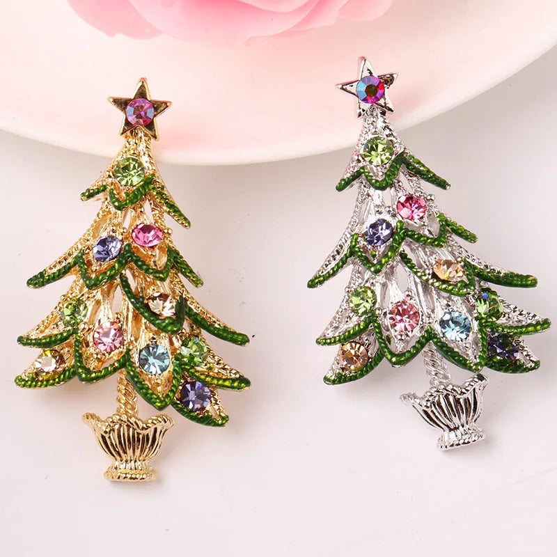Christmas Tree Brooches Fashion Colorful Diamonds Xmas Gift Brooch Pins Accessories | Mix Mix Style [Hot Seller]-Mix MIx Style