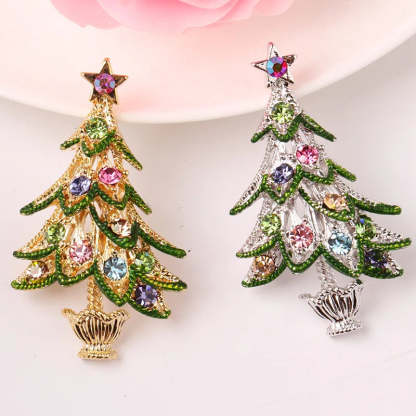 Christmas Tree Brooches Fashion Colorful Diamonds Xmas Gift Brooch Pins Accessories | Mix Mix Style [Hot Seller]-Mix MIx Style