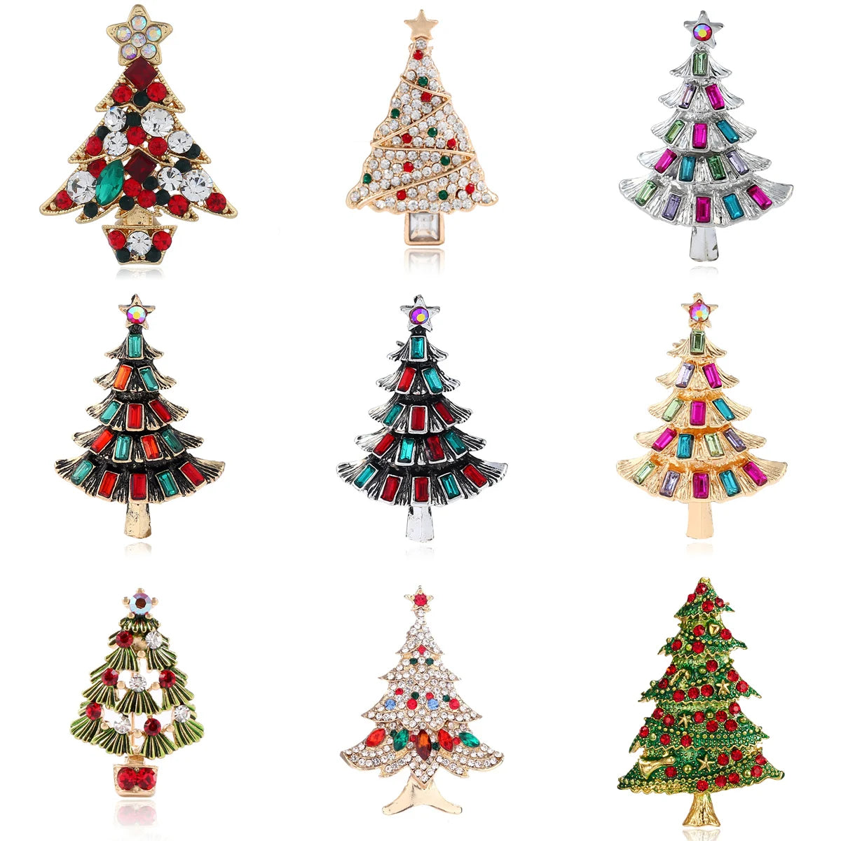 Christmas Tree Brooches Fashion Colorful Diamonds Xmas Gift Brooch Pins Accessories | Mix Mix Style [Hot Seller]-Mix MIx Style