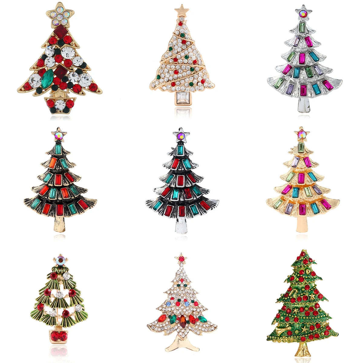 Christmas Tree Brooches Fashion Colorful Diamonds Xmas Gift Brooch Pins Accessories | Mix Mix Style [Hot Seller]-Mix MIx Style