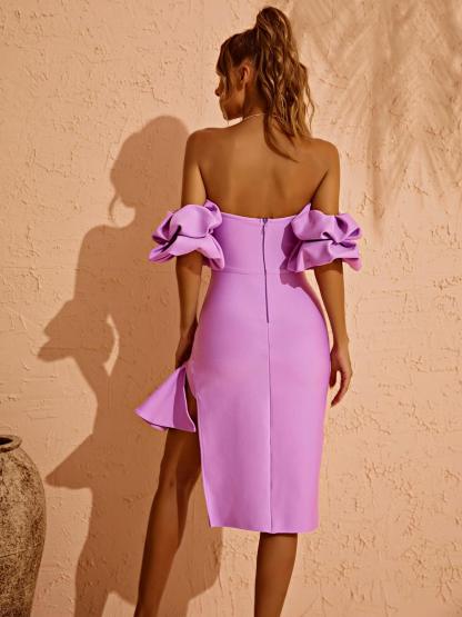 Fallon Off Shoulder Puff Sleeves Bandage Dress-Mix MIx Style