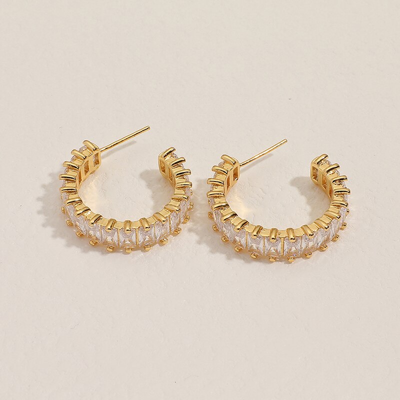 18k Gold Plated Moissanite Diamonds Hoop Ear Earrings | Mix Mix Style [Hot Seller]-Mix MIx Style