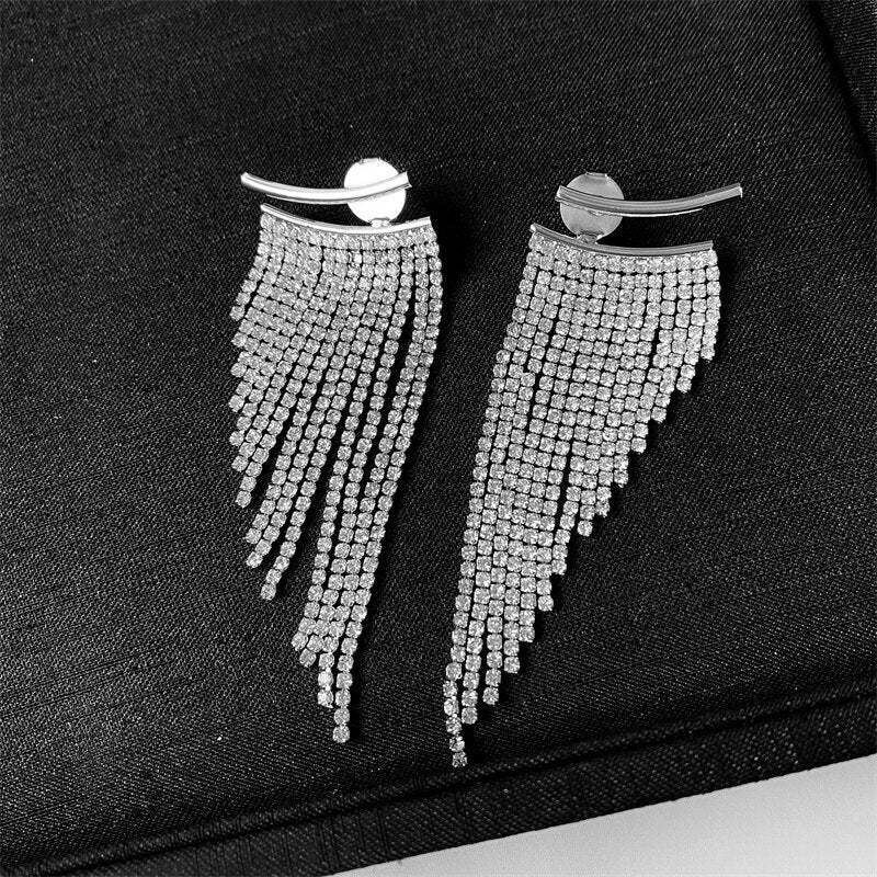 14K Gold Plated 925 Sterling Silver Tassel Long Pendant Earrings | Mix Mix Style [Hot Seller]-Mix MIx Style