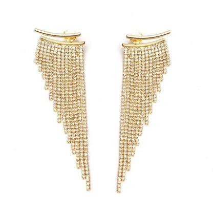 14K Gold Plated 925 Sterling Silver Tassel Long Pendant Earrings | Mix Mix Style [Hot Seller]-Mix MIx Style