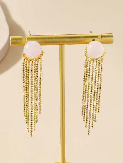 14K Gold Plated 925 Sterling Silver Tassel Long Pendant Earrings | Mix Mix Style [Hot Seller]-Mix MIx Style