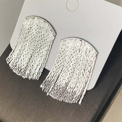 14K Gold Plated 925 Sterling Silver Tassel Long Pendant Earrings | Mix Mix Style [Hot Seller]-Mix MIx Style
