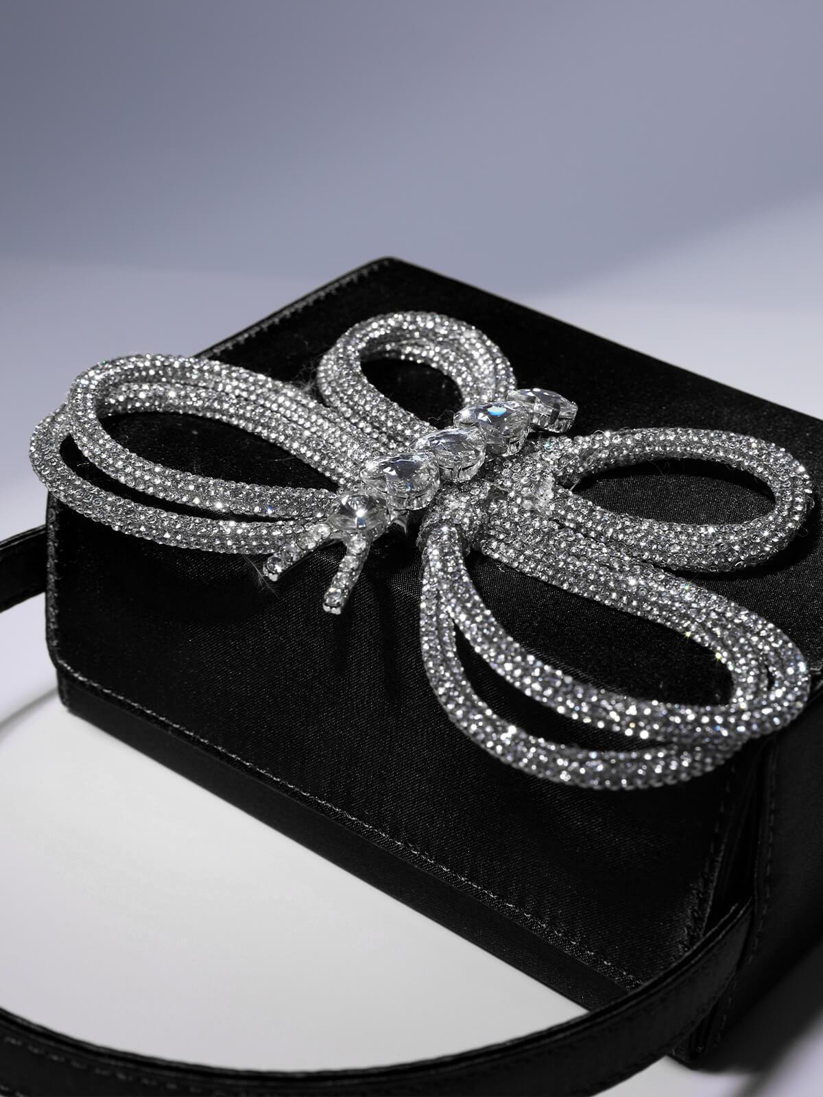 Fia Crystal Butterfly Clutch In Black-Mix MIx Style