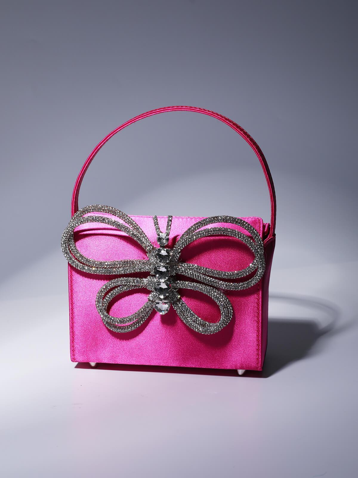 Fia Crystal Butterfly Clutch In Hot Pink-Mix MIx Style