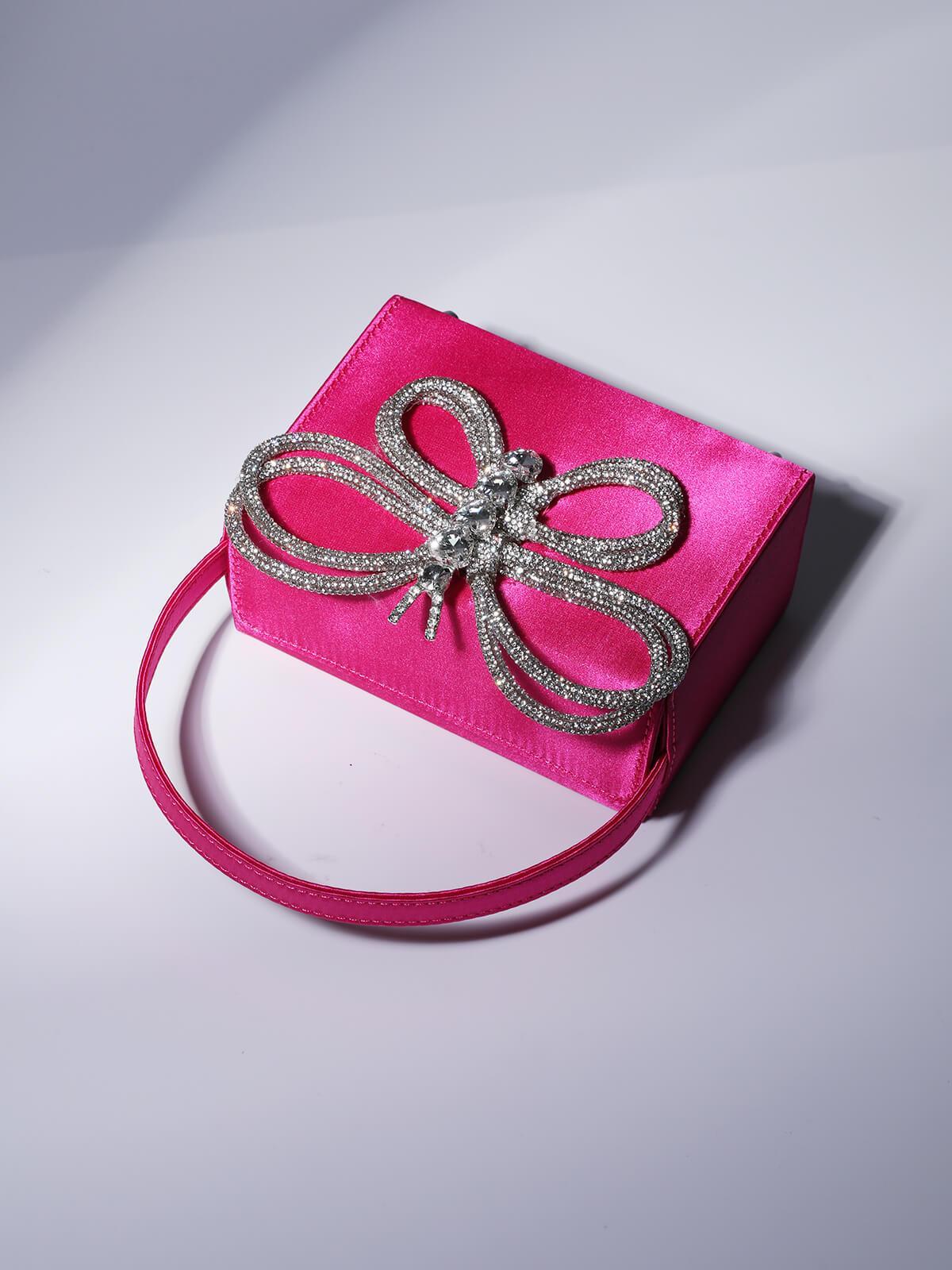 Fia Crystal Butterfly Clutch In Hot Pink-Mix MIx Style