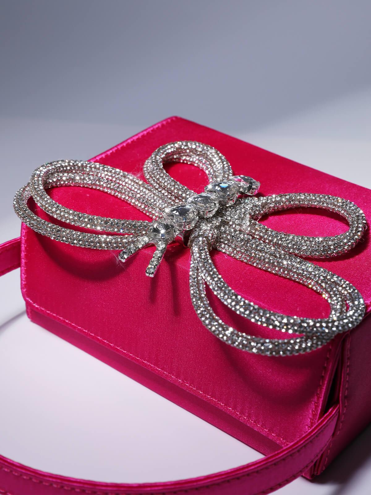 Fia Crystal Butterfly Clutch In Hot Pink-Mix MIx Style