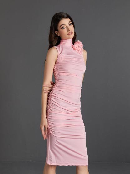 Fionnuala Flower Ruched Midi Dress-Mix MIx Style