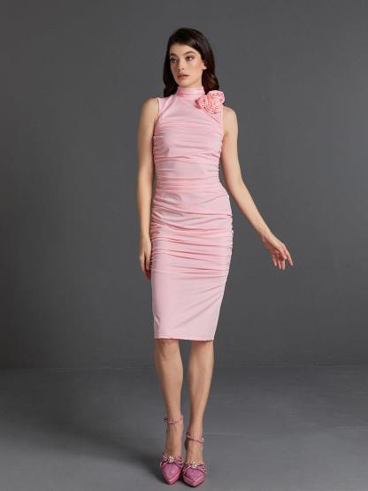 Fionnuala Flower Ruched Midi Dress-Mix MIx Style