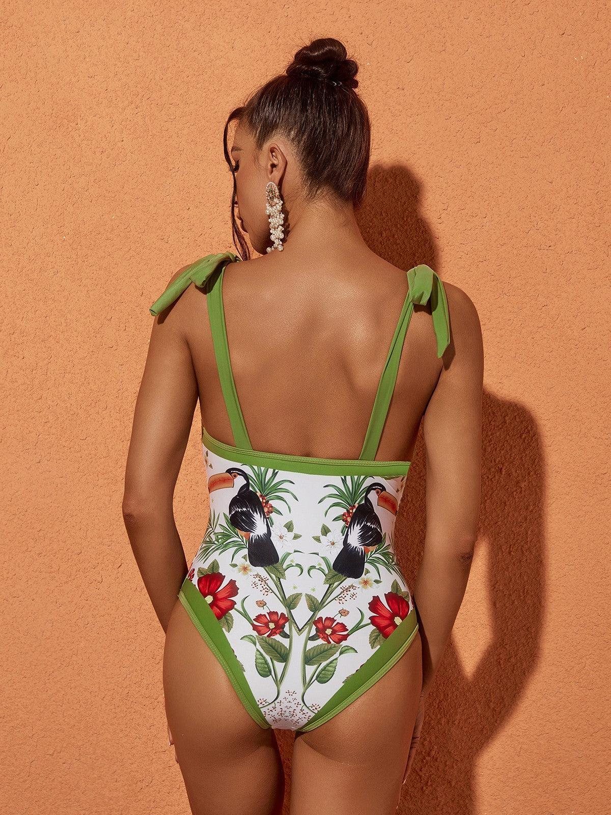 Colorful Starling Printed Swimwear Two Piece Set | Mix Mix Style [Hot Seller]-Mix MIx Style