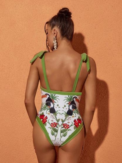 Colorful Starling Printed Swimwear Two Piece Set | Mix Mix Style [Hot Seller]-Mix MIx Style