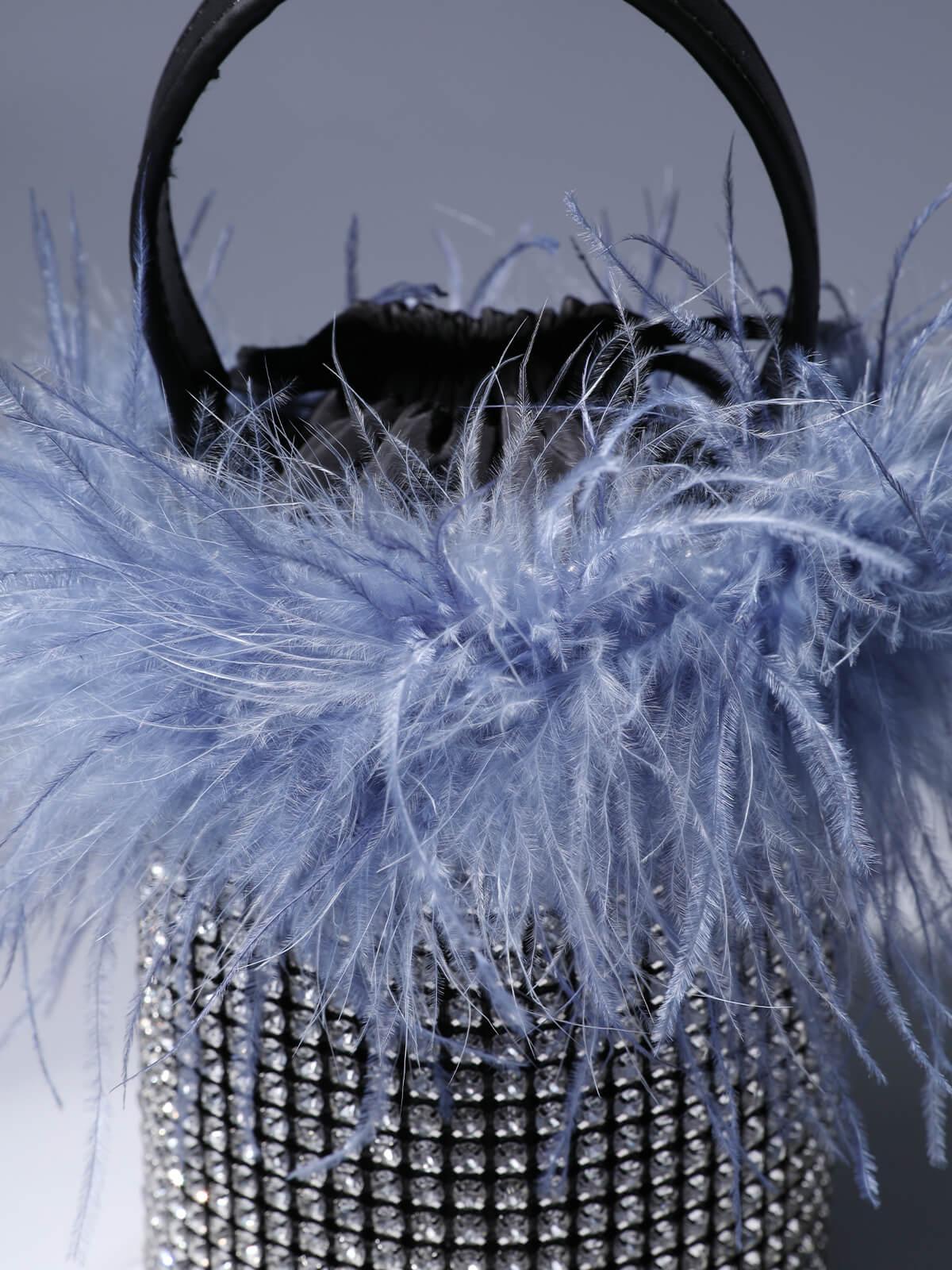 Frederica Feather Rhinestone Bucket Bag In Blue-Mix MIx Style