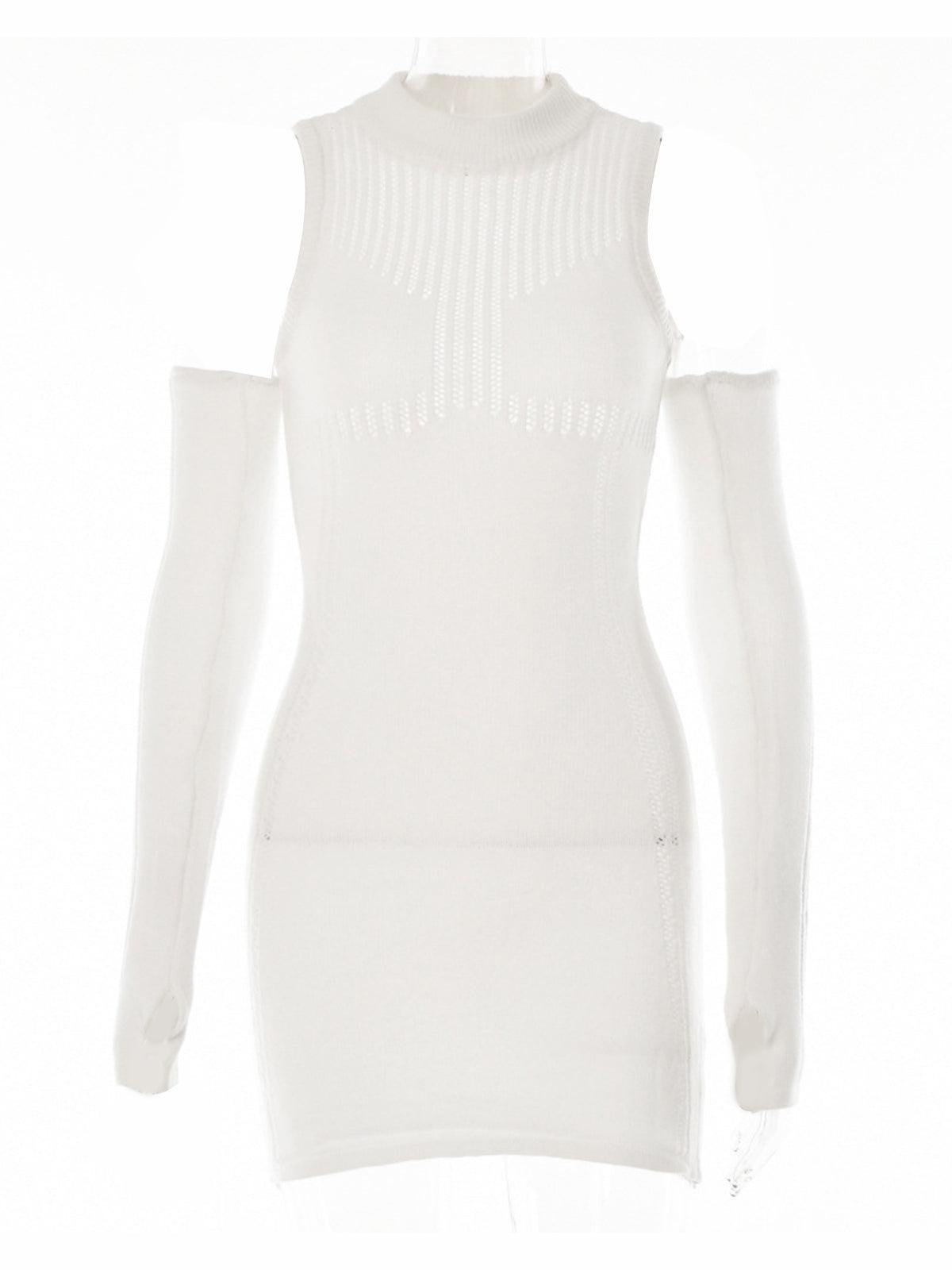 Freja Knitted Mini Dress In White-Mix MIx Style