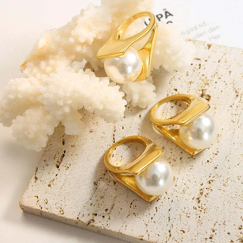 Vintage Akoya Pearl 18k Gold Plated Jewelry Ring  unique | Mix Mix Style [Hot Seller]-Mix MIx Style