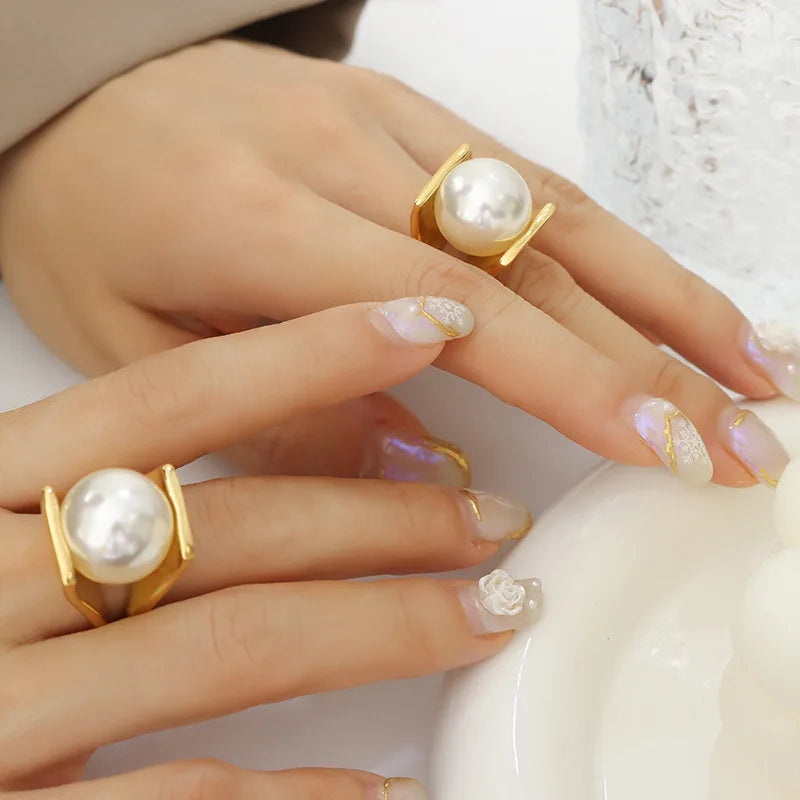 Vintage Akoya Pearl 18k Gold Plated Jewelry Ring  unique | Mix Mix Style [Hot Seller]-Mix MIx Style