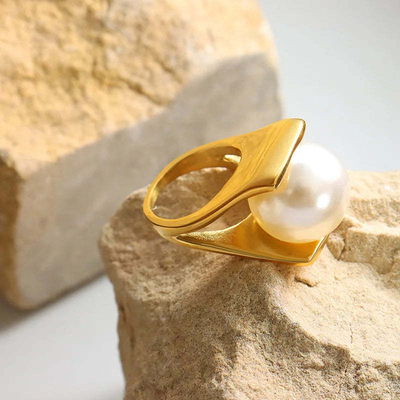 Vintage Akoya Pearl 18k Gold Plated Jewelry Ring  unique | Mix Mix Style [Hot Seller]-Mix MIx Style