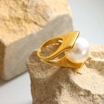 Vintage Akoya Pearl 18k Gold Plated Jewelry Ring  unique | Mix Mix Style [Hot Seller]-Mix MIx Style