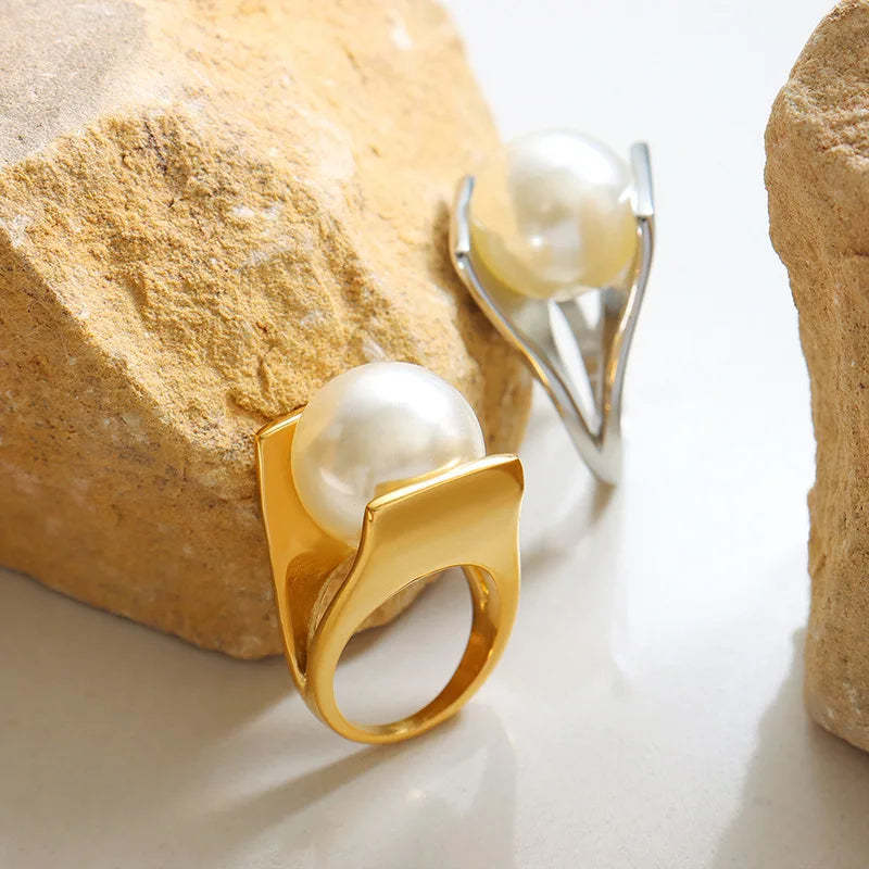 Vintage Akoya Pearl 18k Gold Plated Jewelry Ring  unique | Mix Mix Style [Hot Seller]-Mix MIx Style