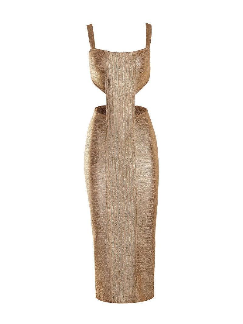 Freya Metallic Gold Maxi Bandage Dress-Mix MIx Style