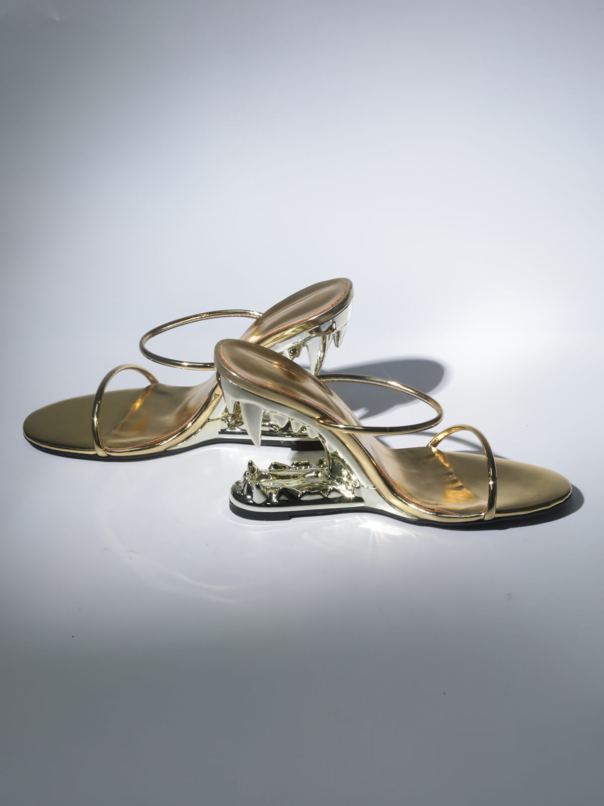 Gale Tiger Tooth Cutout Heels In Gold-Mix MIx Style