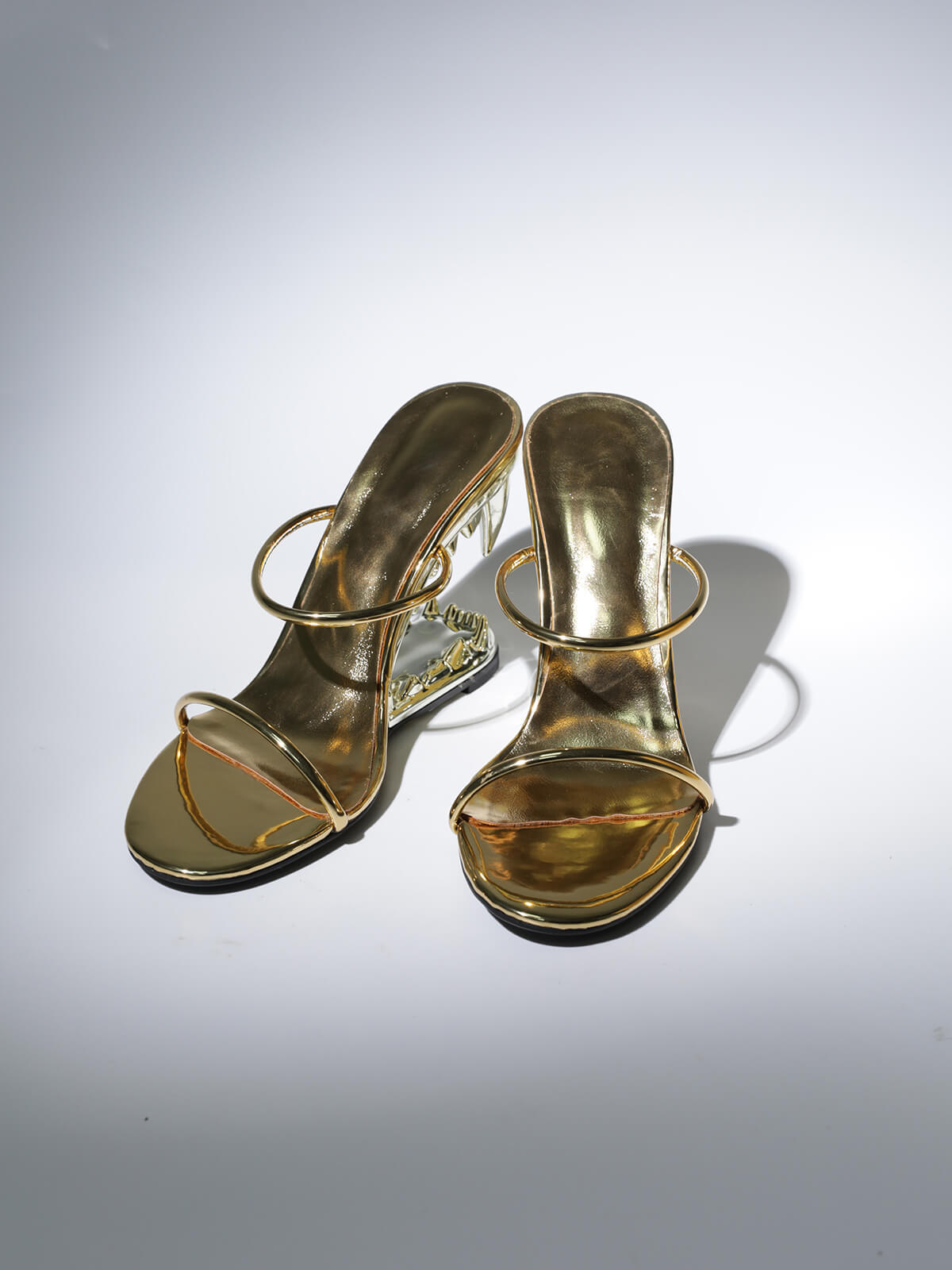 Gale Tiger Tooth Cutout Heels In Gold-Mix MIx Style