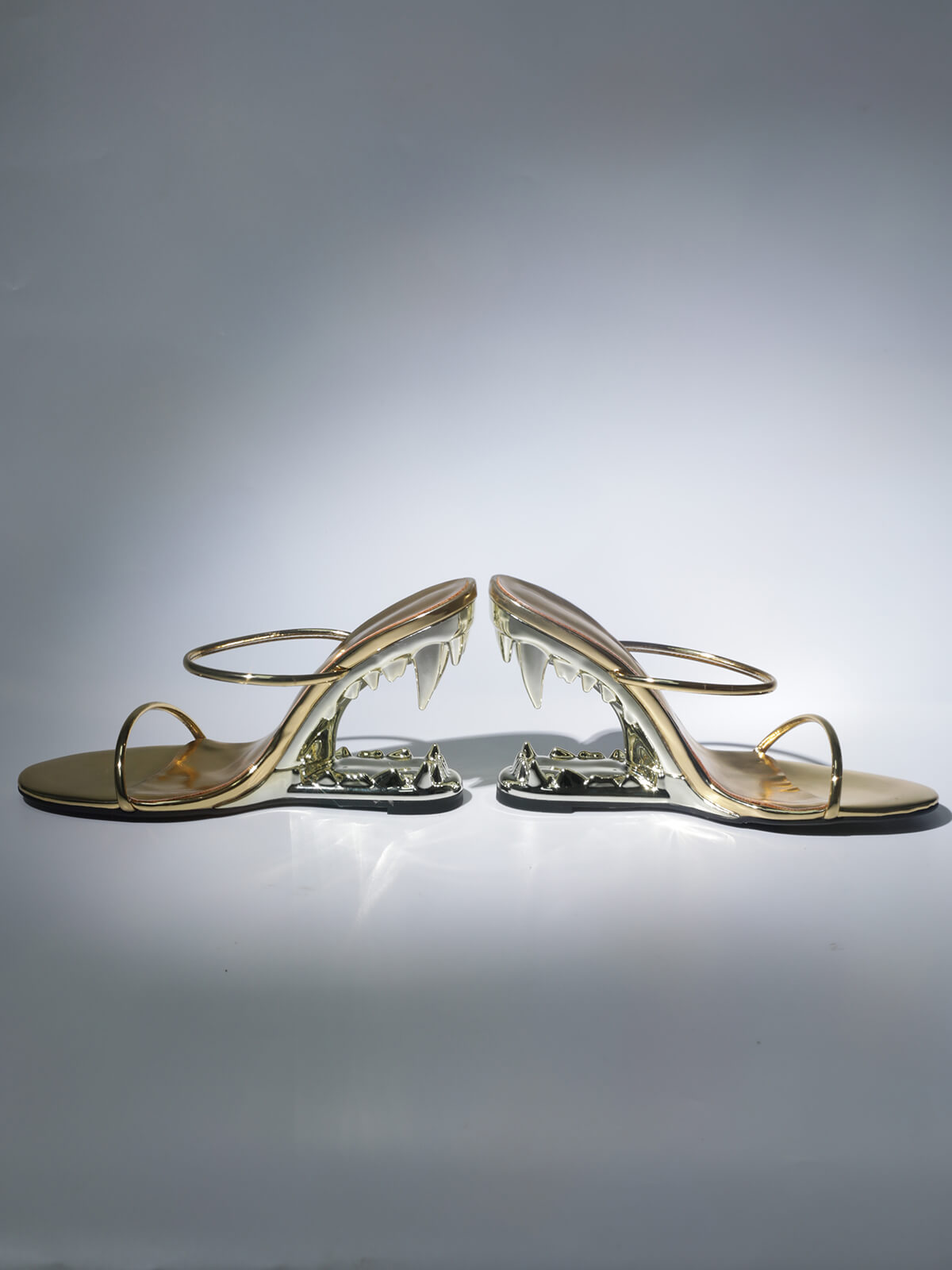 Gale Tiger Tooth Cutout Heels In Gold-Mix MIx Style