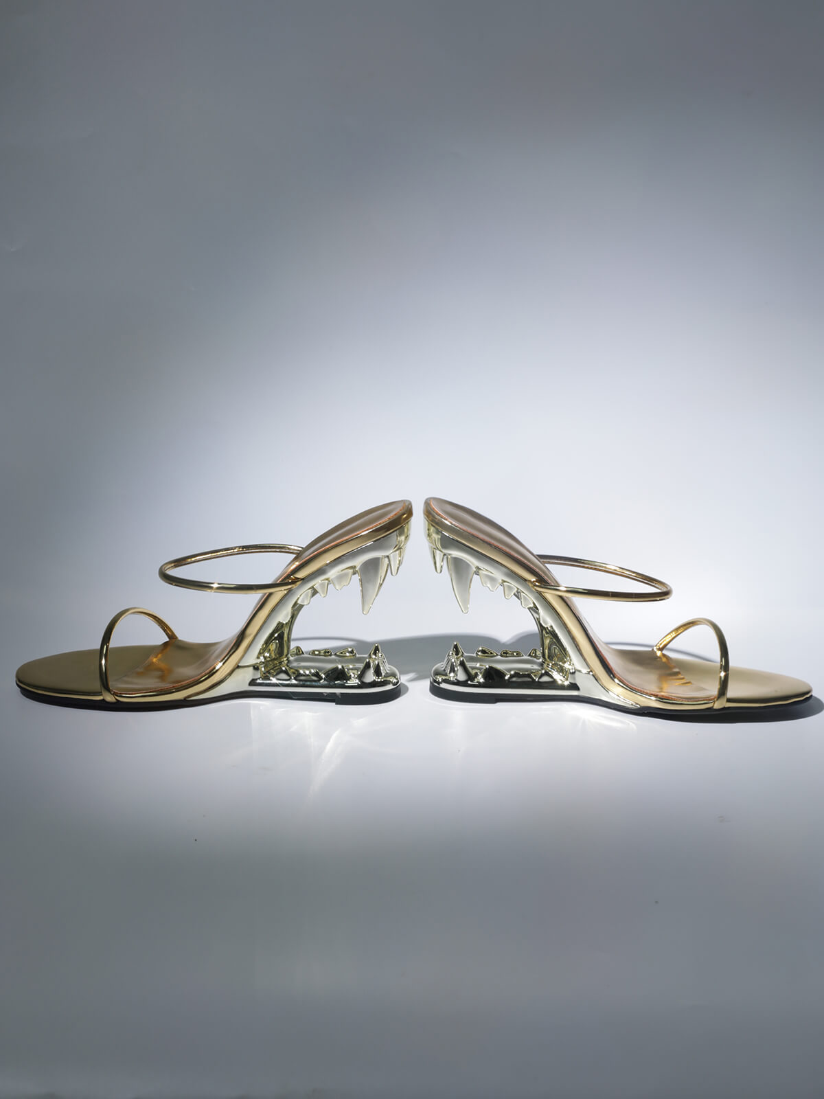 Gale Tiger Tooth Cutout Heels In Gold-Mix MIx Style