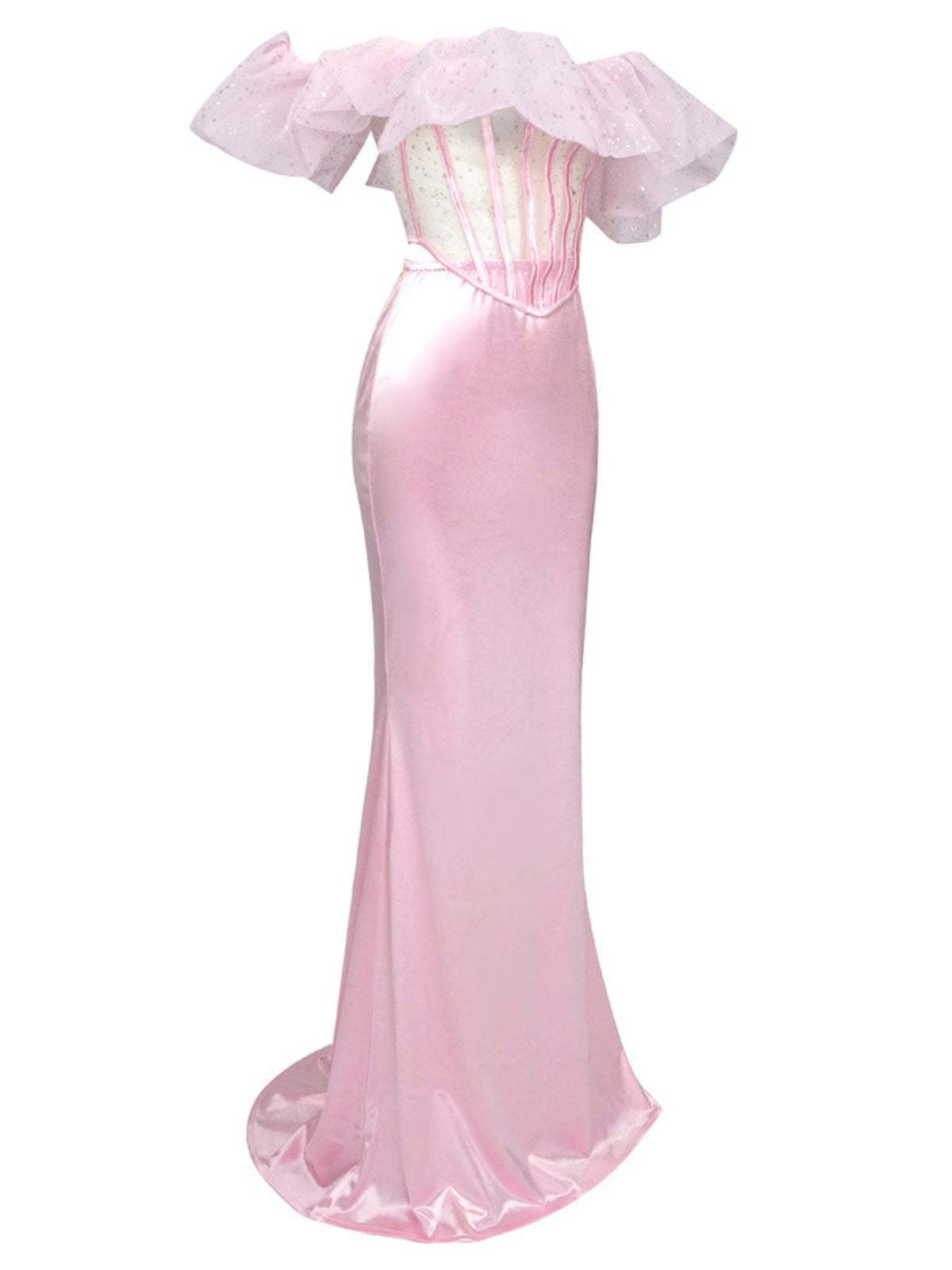 Garnet Off Shoulder Corset Satin Skirt Set-Mix MIx Style