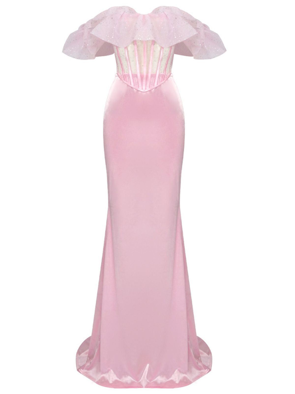 Garnet Off Shoulder Corset Satin Skirt Set-Mix MIx Style